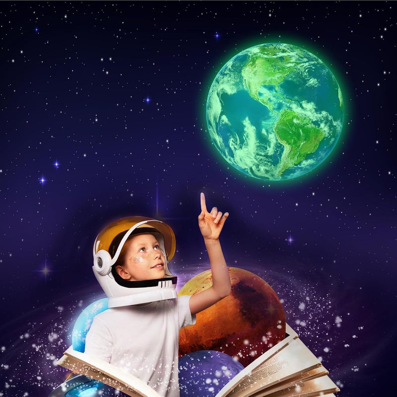 Robmoda Glow in The Dark Earth for Ceiling, Luminous Planet Wall Sticker, Kids Bedroom Wall Decal, Sticky Fluorescence Earth, Gift for Boys and Girls (Green) - Image 2